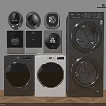 Modern Front Load Washing Machines in Black and White Display for Home Appliance