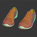 Stylish Shiny Brown Casual Shoes With Orange Laces And White Soles