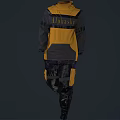 Yellow And Gray Hooded Protective Workwear Front And Back View Design 3d model