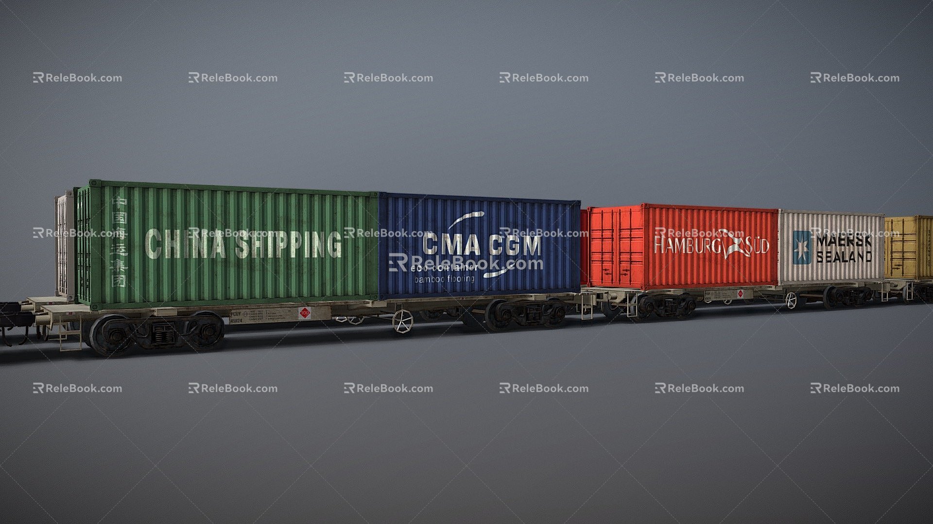 railway container wagons 3d model