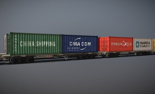 railway container wagons 3d model