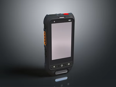 Rugged Smartphone With Large Screen Black Body And Orange Buttons Design 3d model