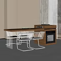 Modern Kitchen Table and Chair Set with Wooden Top Transparent Acrylic Seats Stainless Steel Legs