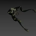 Game Movie Character With Robotic Design Large Blue Eyes And Mechanical Skeleton