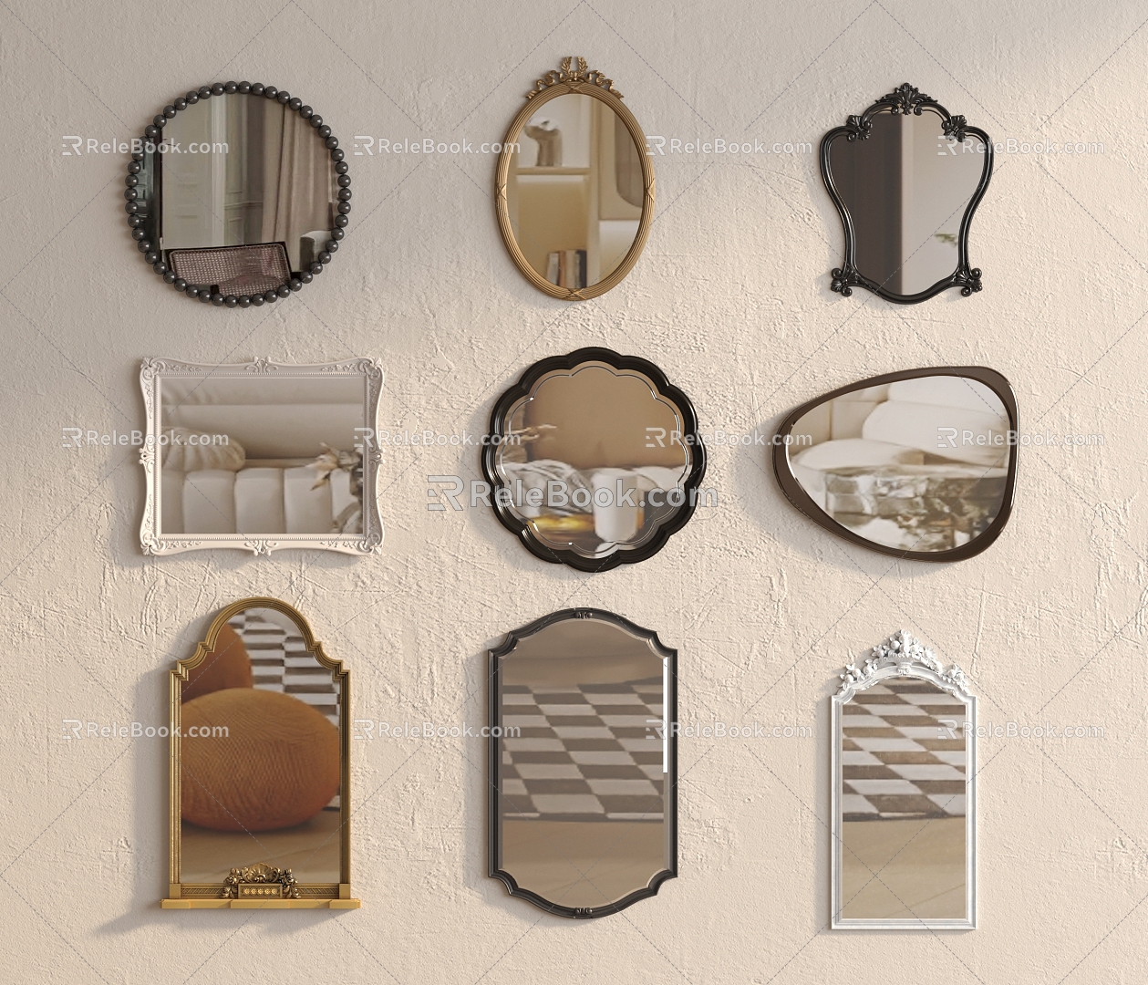 Mirror Decorative Mirror French Mirror Bathroom Mirror 3d model