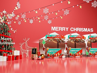 Christmas Market Christmas Tree Bazaar Commercial Street Christmas Deer Booth 3d model