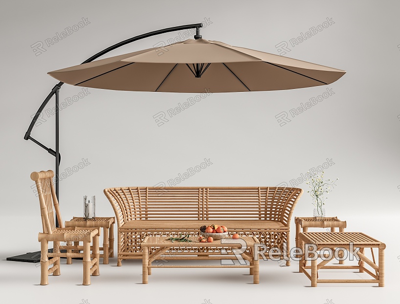 Modern Outdoor Table and Chair Outdoor Sofa Coffee Table Combination Outdoor Chair Outdoor Leisure Table and Chair Side Table Corner Table Bamboo Chair Bamboo Stool model