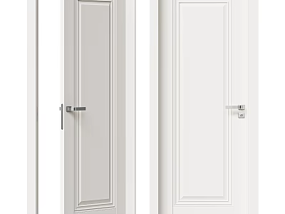 Elegant White Swing Doors With Simple Panel Design And Metal Handles 3d model