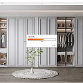 Modern White Wardrobe With Glass Doors Hanging Area Drawers Decorative Plants And Rug