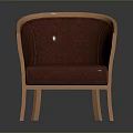 Burgundy Leather Single Chair With Wooden Frame And Curved Armrest Design