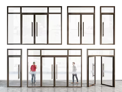 Modern Glass Doors And Windows With Metal Frames And Transparent Panels 3d model