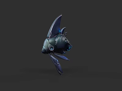 Unique Aquatic Creature With Dark Blue Body Large Fins And Futuristic 3D Design 3d model
