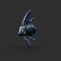 Unique Aquatic Creature With Dark Blue Body Large Fins And Futuristic 3D Design