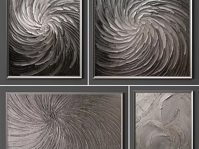 Set of Modern Metallic Picture Frames Featuring Swirl Textured Artistic Design 3d model