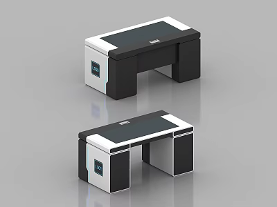 Modern Control Room Workstations With Black And White Console Design 3d model