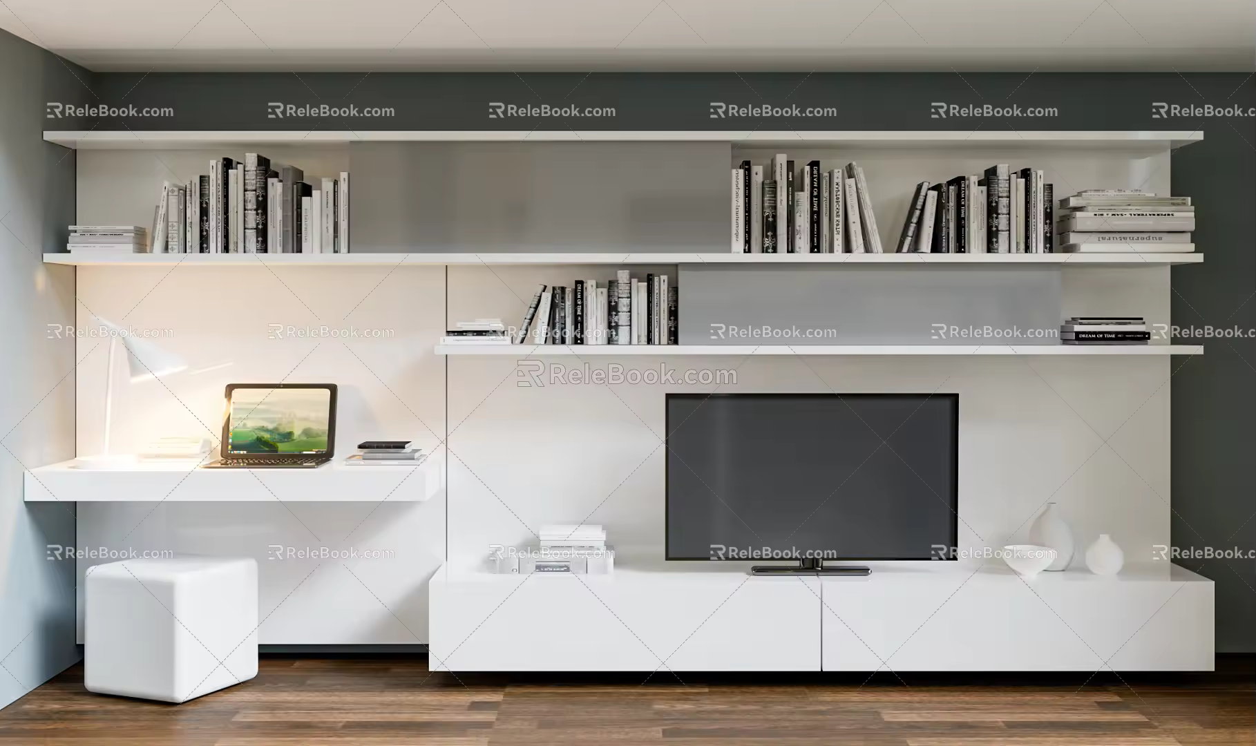 Modern TV Background Cabinet Bookcase 3d model