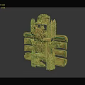 Golden Carved Decorative Ornament With Intricate Patterns And Symmetrical Structure