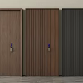 Modern Security Doors with Electronic Locks Brown Dark Gray Smooth Vertical Striped Designs 3d model