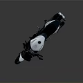 White and Teal Naked Motorcycle with Modern Headlight Exhaust and Mirrors on Gray Reflective Background