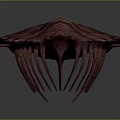 Purple Red Striped Trilobite 3D Model with Spiked Edges and Textured Surface on Gray Background