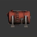 Red Vintage Industrial Cylinder With Metal Support Brackets And Bolted Design
