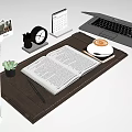 Desk Pad With Open Book Coffee Cup Laptop Calendar Alarm Clock And Succulent