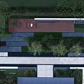 Contemporary Residential Landscape With Geometric Courtyard Design Lush Greenery And Trees