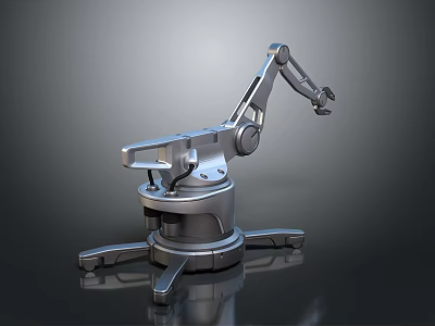 Sturdy Industrial Robotic Arm With Metal Construction Mechanical Joints And Stable Base 3d model