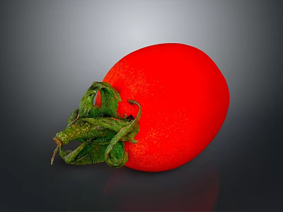 Fresh Red Tomato With Green Stem Smooth Skin For Household Essentials 3d model