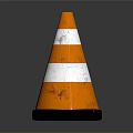 Safety Orange White Striped Traffic Cone With Black Base On Gray Background