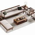 New Chinese Sofa Coffee Table 3d model