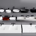 Different Bathroom Washbasins In White Black Red With Ceramic And Marble Designs 3d model