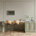 French Bar Chair Combination Bar 3d model