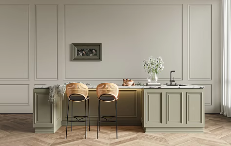 French Bar Chair Combination Bar 3d model