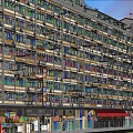 Rural Self Built House Multi Story Building With Balconies Colorful Signs And Ground Floor Shops