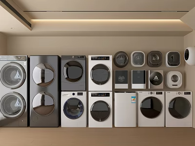 Modern Washing Machines With Various Models And Multiple Colors On 3d model