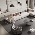 Modern Living Room Sofa Coffee Table Set With Gray Upholstery And Leather Accent Chair