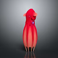 Modern Red Fantasy Creature Character With Sleek Tentacle Form And Blue Details