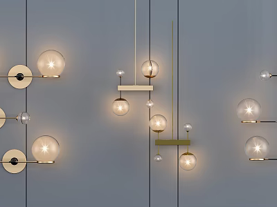 Modern Wall Lamps Featuring Spherical Glass Shades And Brass Brackets For Home Interior Design 3d model