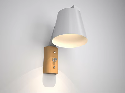 Modern Wall Mounted Lamp With White Lampshade And Wooden Base For Indoor Lighting Design 3d model