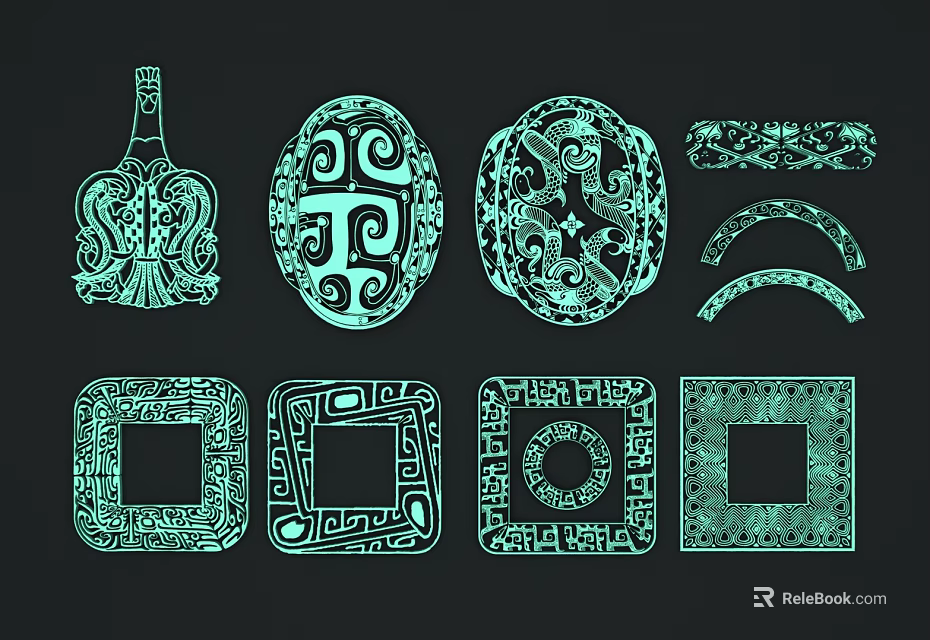Ornamental Wall Decor Featuring Intricate Geometric Patterns And Various Shapes 3d model 