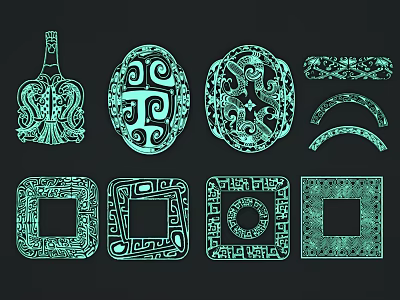 Ornamental Wall Decor Featuring Intricate Geometric Patterns And Various Shapes 3d model