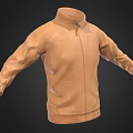 Stylish Brown Jacket Featuring Stand Collar Zipper And Long Sleeves Design 3d model