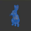 Orange Brown Rabbit Figurine With Large Ears Whiskers Sitting On Shiny Black Background