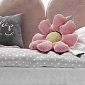 Stylish Pink and Green Kids Beds with Upholstered Headboards Decorative Pillows and Blankets