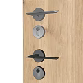 Stylish Modern Door Handle Design With Black Metal Finish On Wooden Door