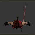 Anime Style 3D Character Model With Brown Spiky Hair Red Black Outfit And Red Shoes