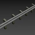Rural Road Metal Guardrail Structure With Concrete Posts And Natural Background