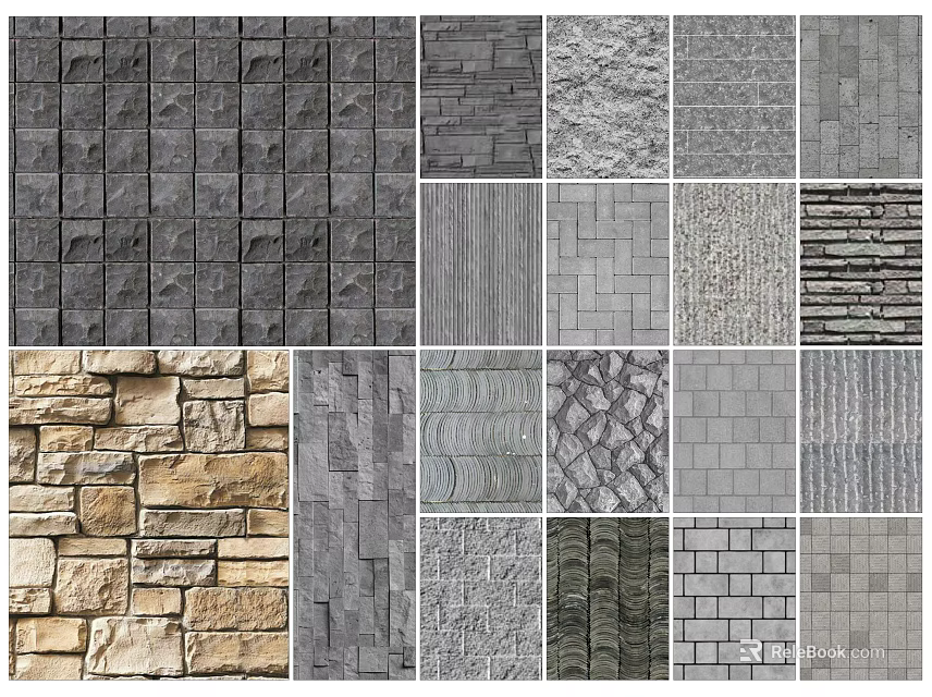 Garden Ornaments Featuring Various Textured Paving Materials Like Stone Bricks And Wood Patterns 3d model 