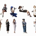 Diverse Group of People in Various Poses and Fashionable Outfits for Portrait Shots